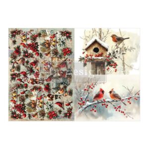 Feathered Elegance Christmas- A3 Decoupage Set