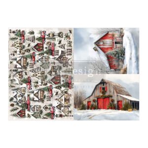 Snowy Village Charm - A3 Decoupage Set 11.7" x 16.5"