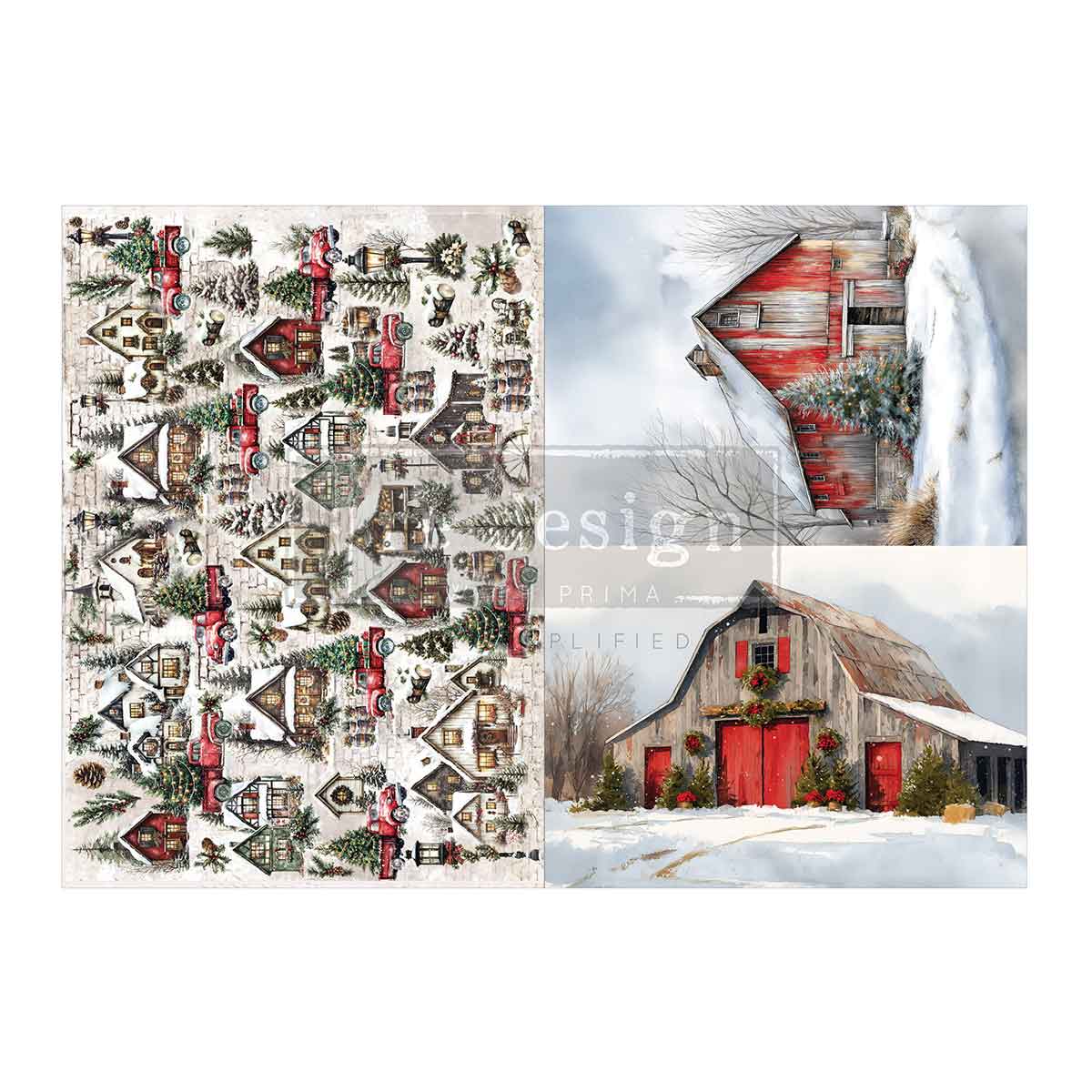 Snowy Village Charm - A3 Decoupage Set 11.7" x 16.5"