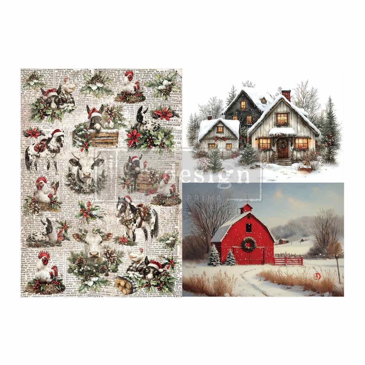 Cozy Country Christmas - A3 Decoupage Set